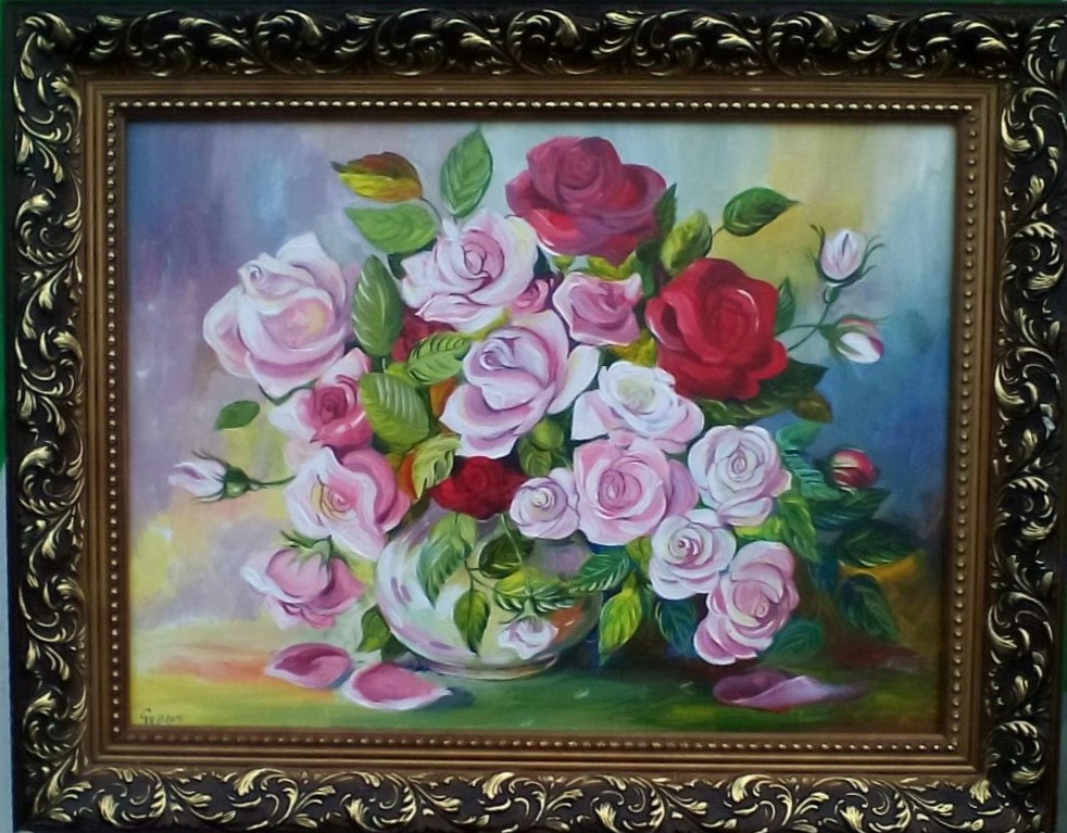 картина маслом розы